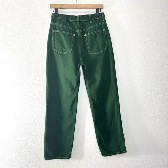 Reformation Cowboy High Rise Straight Jeans Emerald Green Size 27