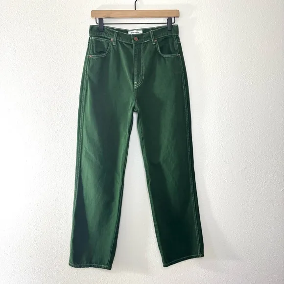 Reformation Cowboy High Rise Straight Jeans Emerald Green Size 27