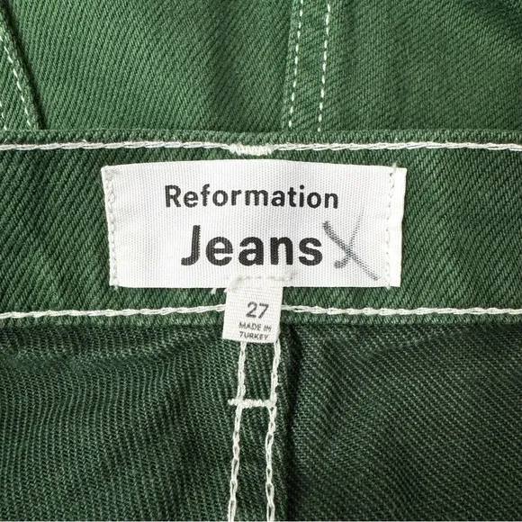 Reformation Cowboy High Rise Straight Jeans Emerald Green Size 27
