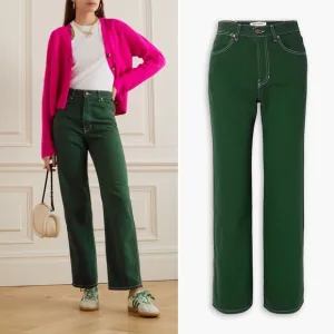 Reformation Cowboy High Rise Straight Jeans Emerald Green Size 27
