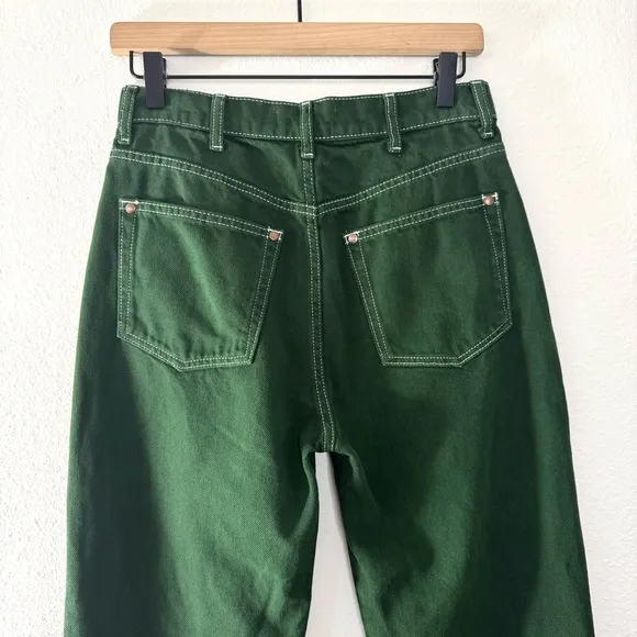 Reformation Cowboy High Rise Straight Jeans Emerald Green Size 27