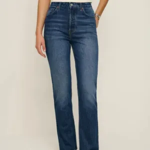 Reformation Cynthia stretch Highrise straight jeans , medium blue, Size 30 L52