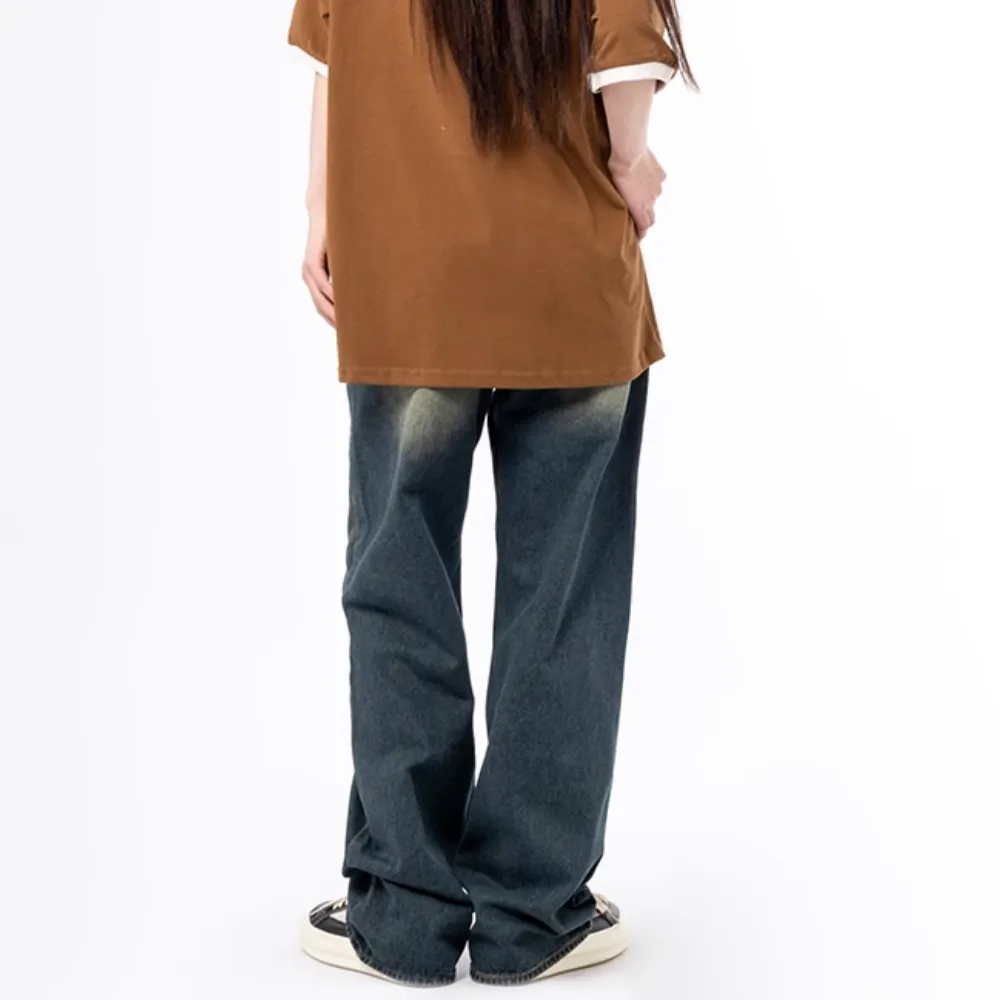 Retro Gradient Washed Straight Leg Jeans