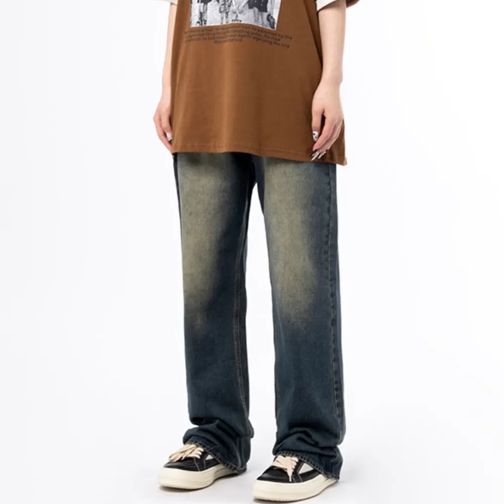 Retro Gradient Washed Straight Leg Jeans