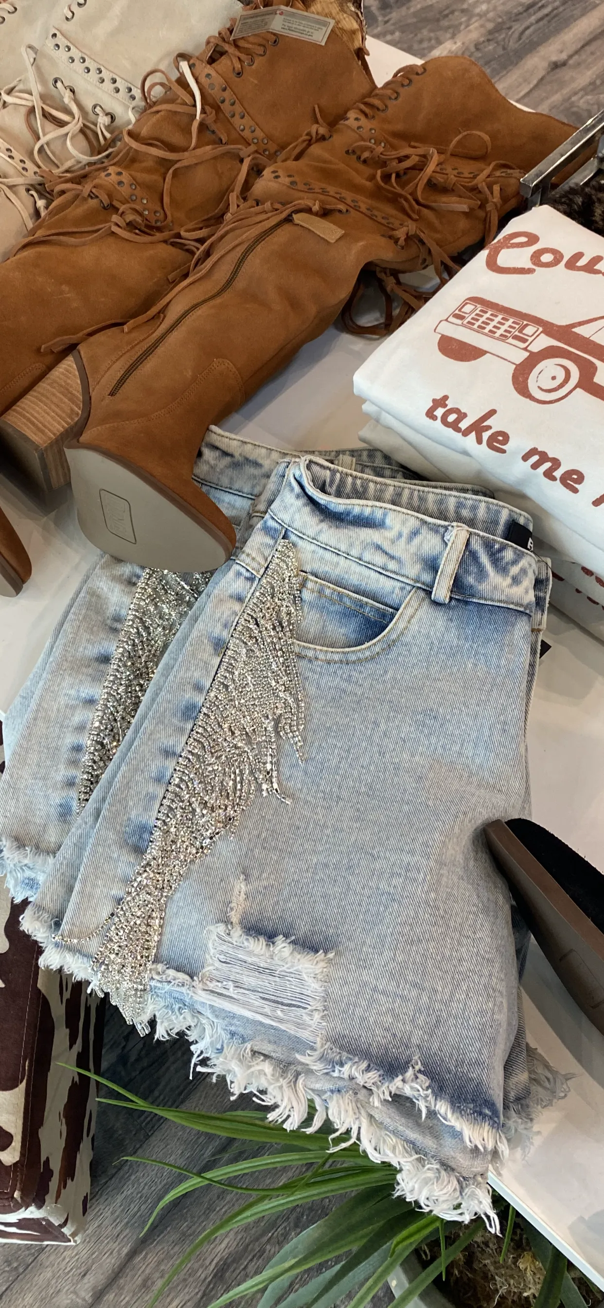 Rhinestone Denim Shorts