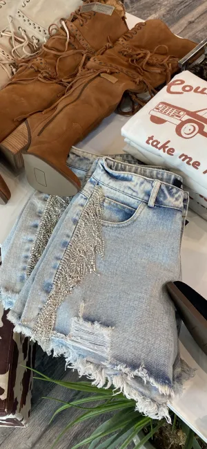 Rhinestone Denim Shorts