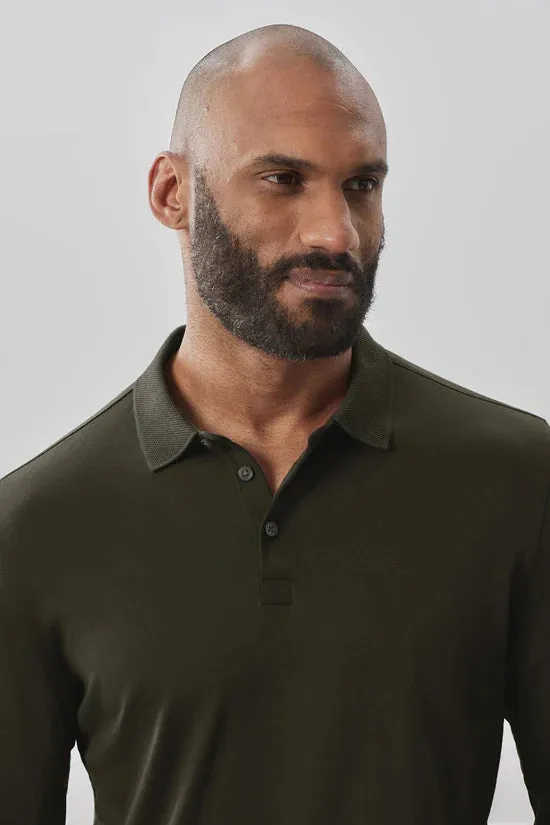 Robert Barakett Georgia Long Sleeve Polo - Olive