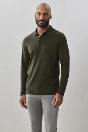 Robert Barakett Georgia Long Sleeve Polo - Olive