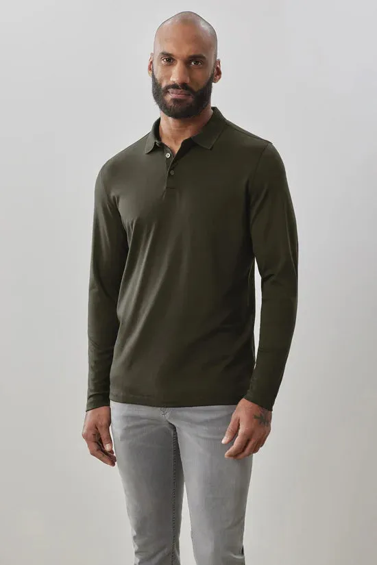 Robert Barakett Georgia Long Sleeve Polo - Olive