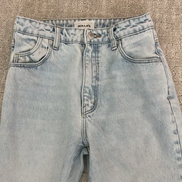 ROLLA’S Women’s High Rise Original Straight Leg Distressed Knee Jeans