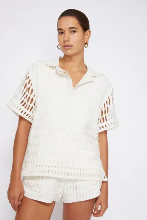 Rossi Cotton Mesh Short-sleeved Polo - Natural