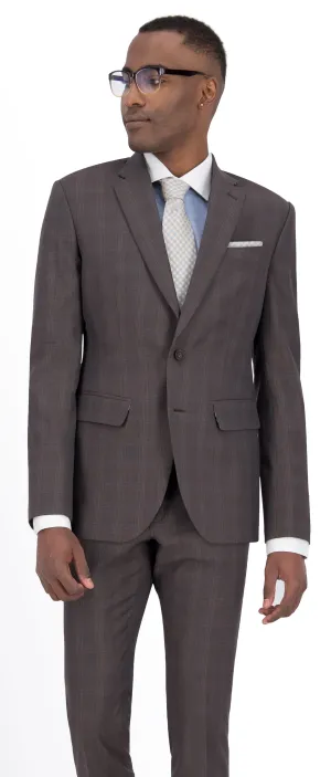 Rust Brown with Orange Check Short Suit