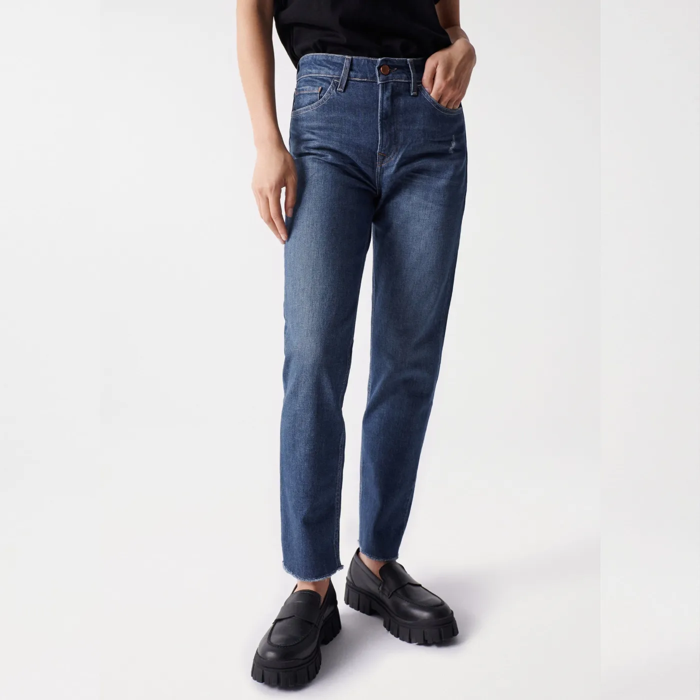 Salsa True Copped Slim Fit Jeans | Medium Wash