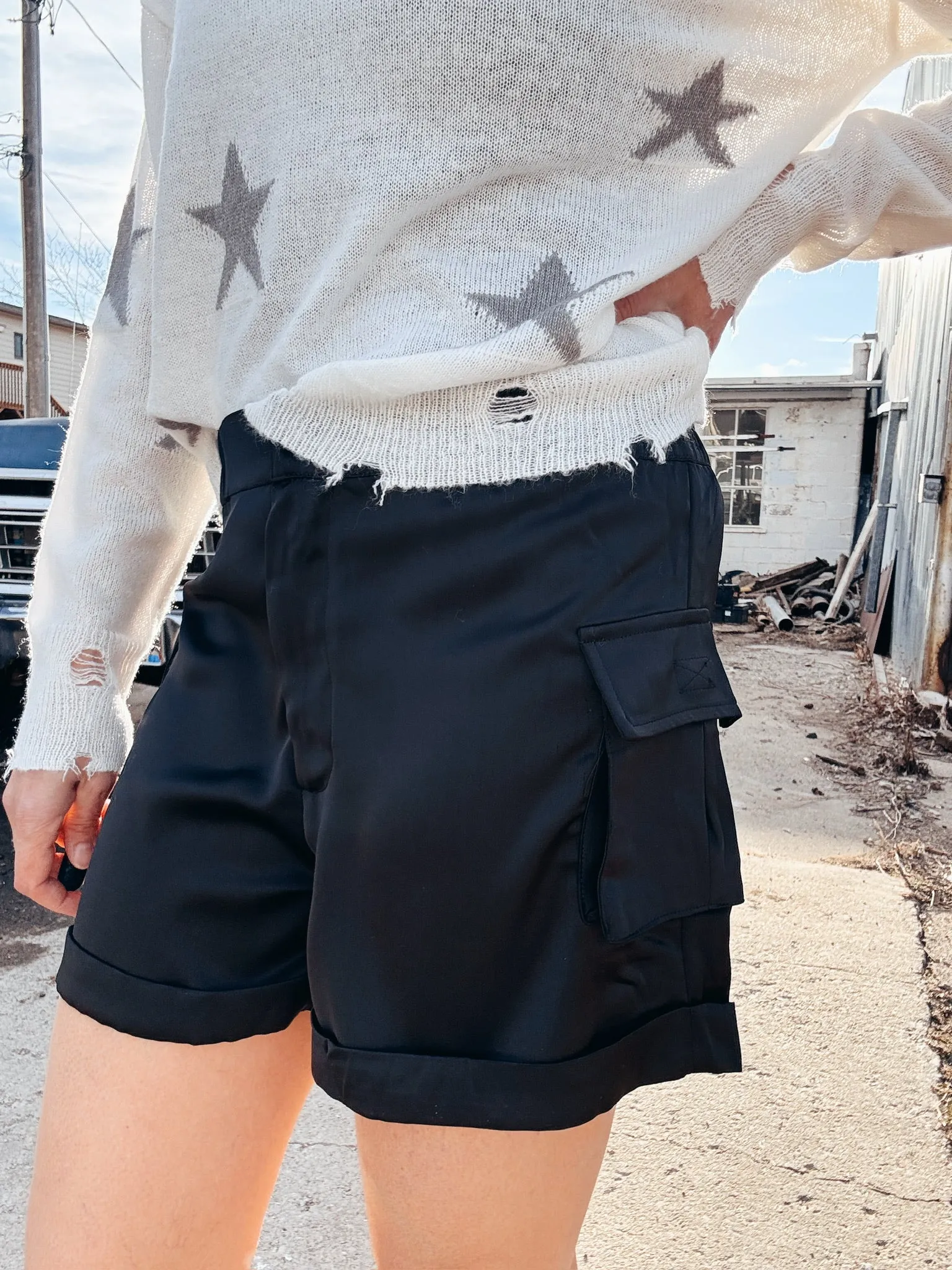 Satin Cargo Shorts