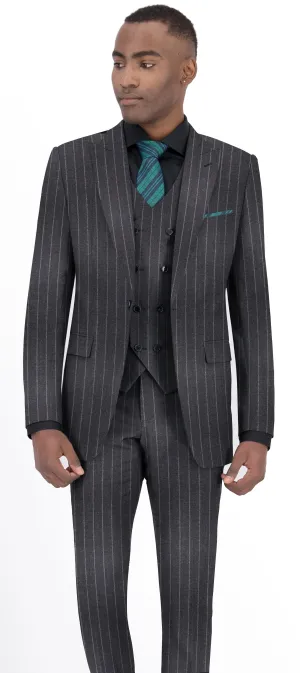 Shadow Grey With Light Stripe Flannel Suit