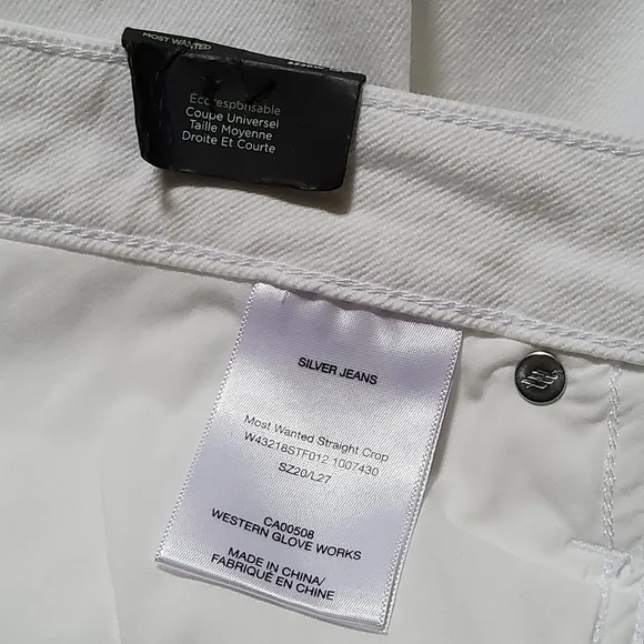 Silver Jeans Co. Most Wanted Universal Fit Mid Rise Straight Crop Jeans 20W New