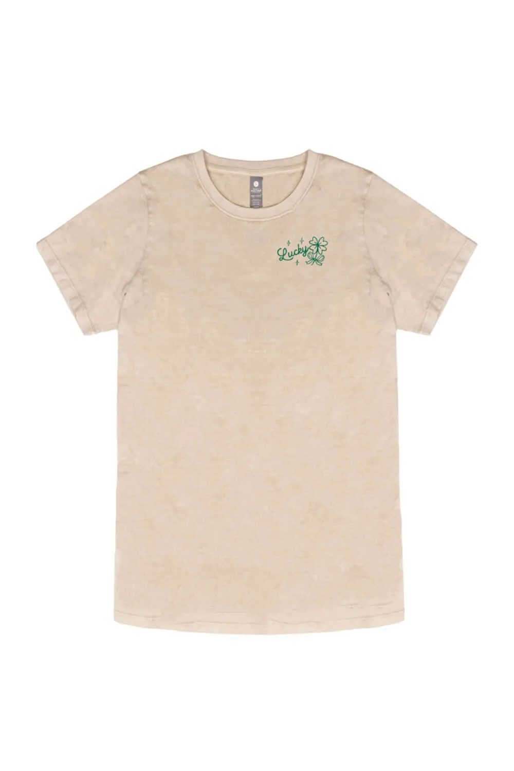 Simply Southern Lucky Girl T-shirt for Women in Washed Ecru | SS-STPATRICKS-WSHECRU