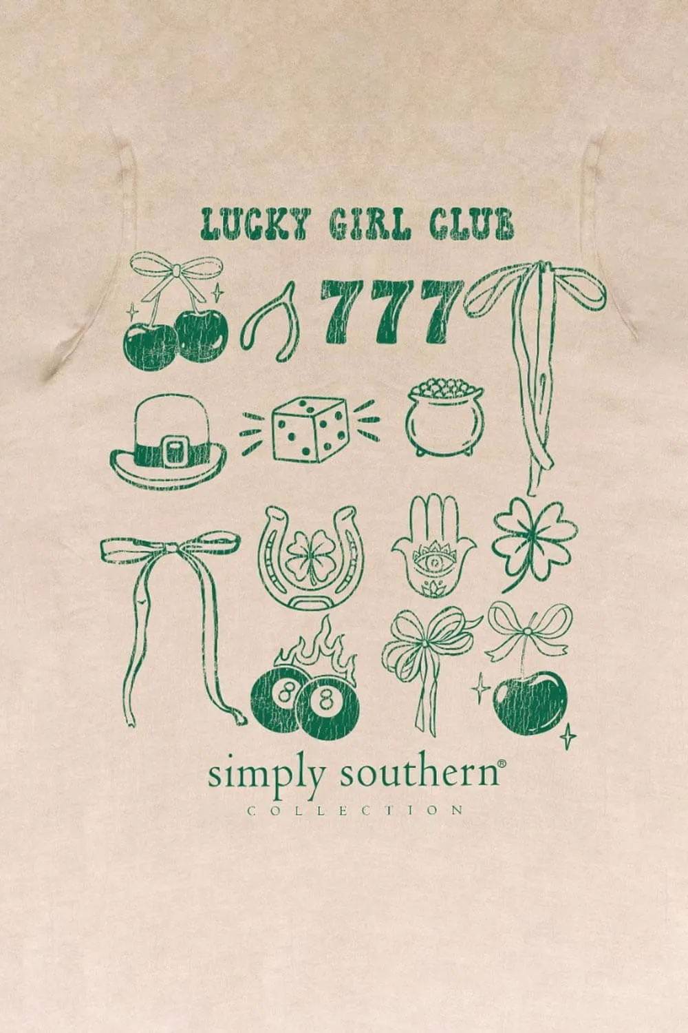 Simply Southern Lucky Girl T-shirt for Women in Washed Ecru | SS-STPATRICKS-WSHECRU