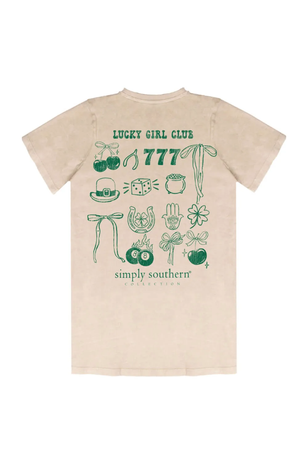 Simply Southern Lucky Girl T-shirt for Women in Washed Ecru | SS-STPATRICKS-WSHECRU