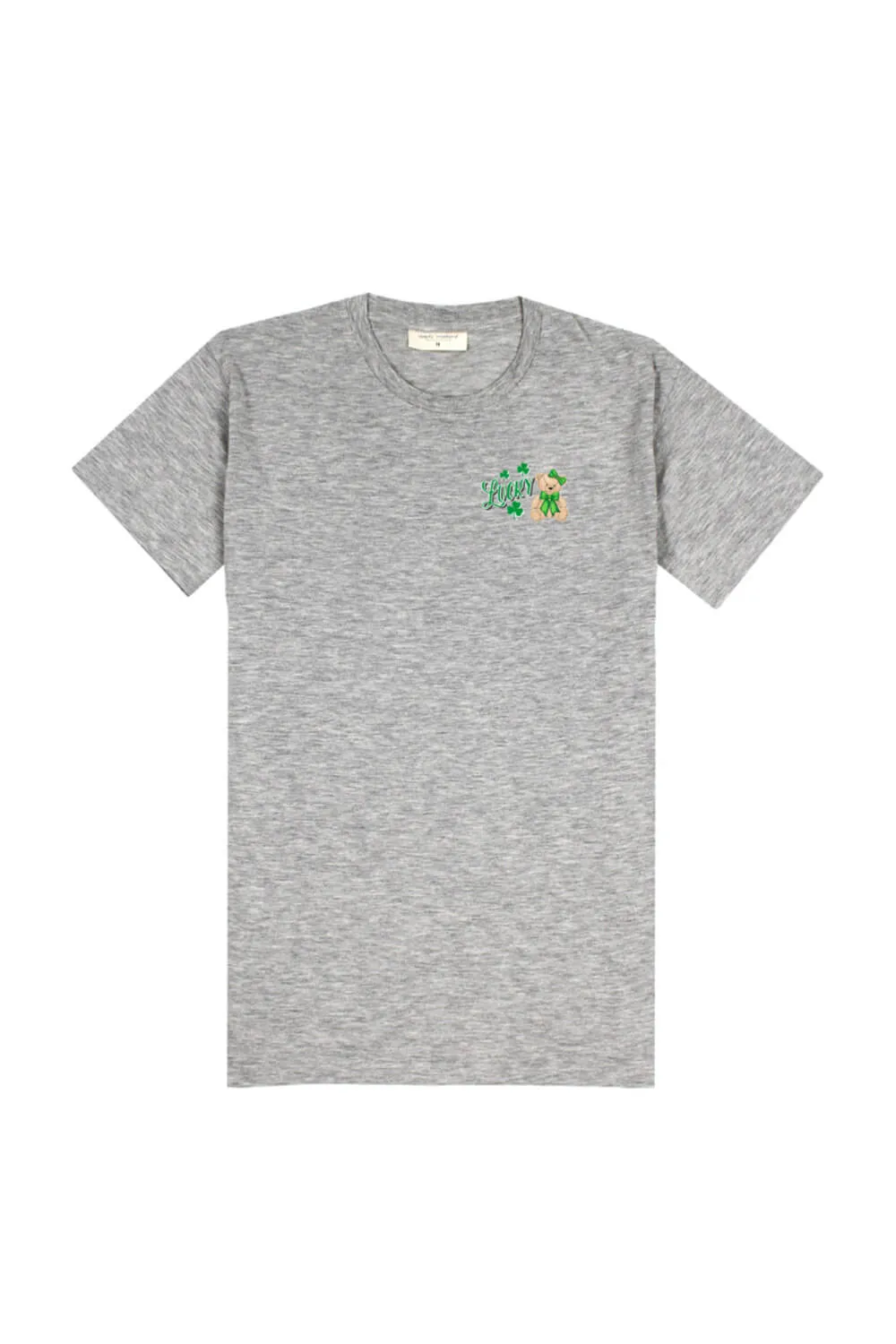 Simply Southern Lucky Teddy T-shirt for Women in Heather Grey | SS-LUCKYTEDDY-STORMHTHR