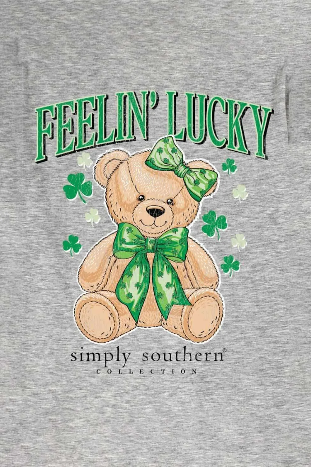 Simply Southern Lucky Teddy T-shirt for Women in Heather Grey | SS-LUCKYTEDDY-STORMHTHR