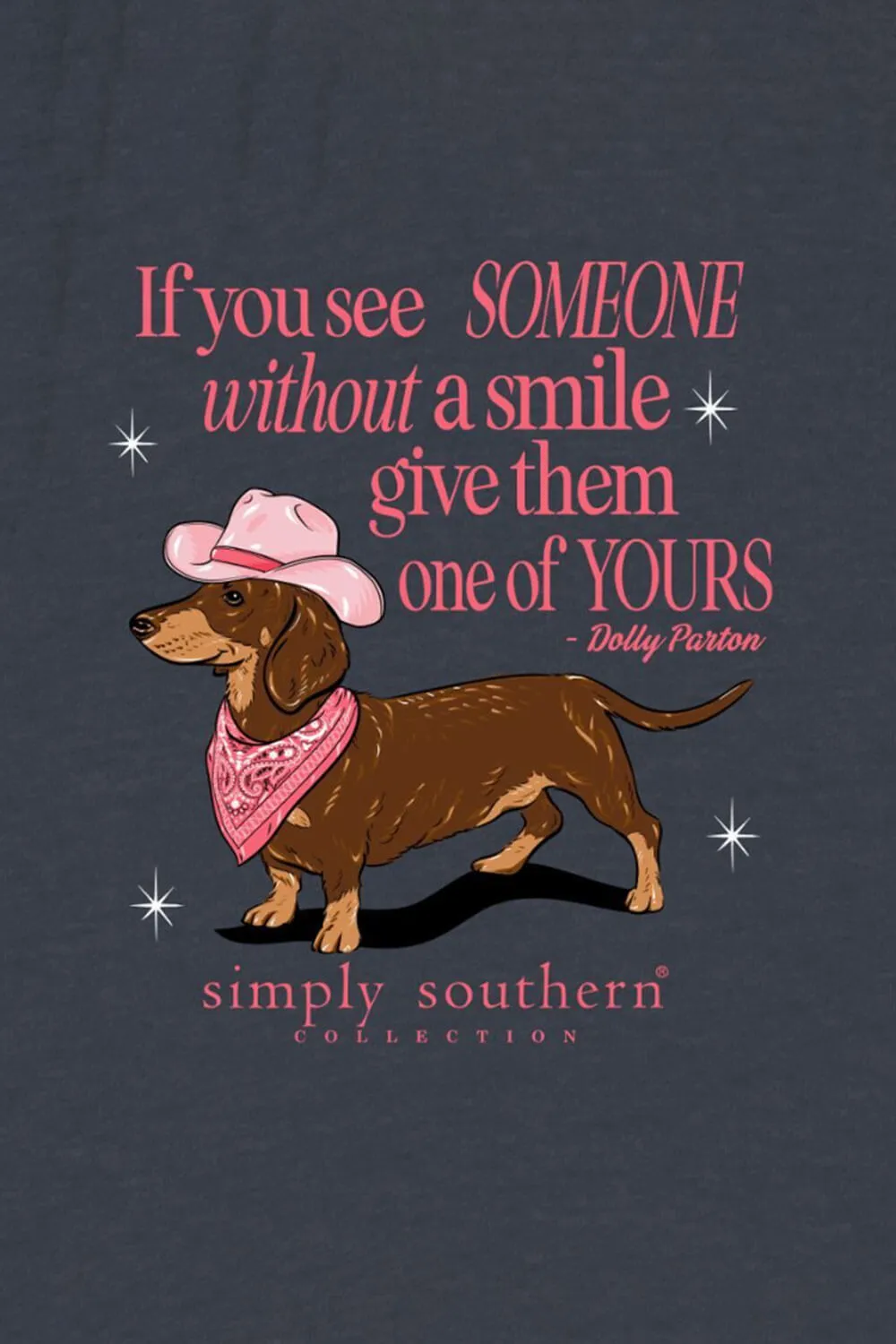 Simply Southern Plus Size Dachshund Smile T-Shirt for Women in Heather Navy | EXT-SS-SMILE-HTHRNVY