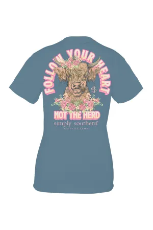 Simply Southern Plus Size Follow Your Heart T-Shirt for Women in Blue | EXT-SS-HERD-COMET