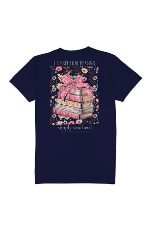 Simply Southern Plus Size I’d Rather Be Reading T-shirt for Women in Navy | EXT-SS-READ-NAVY
