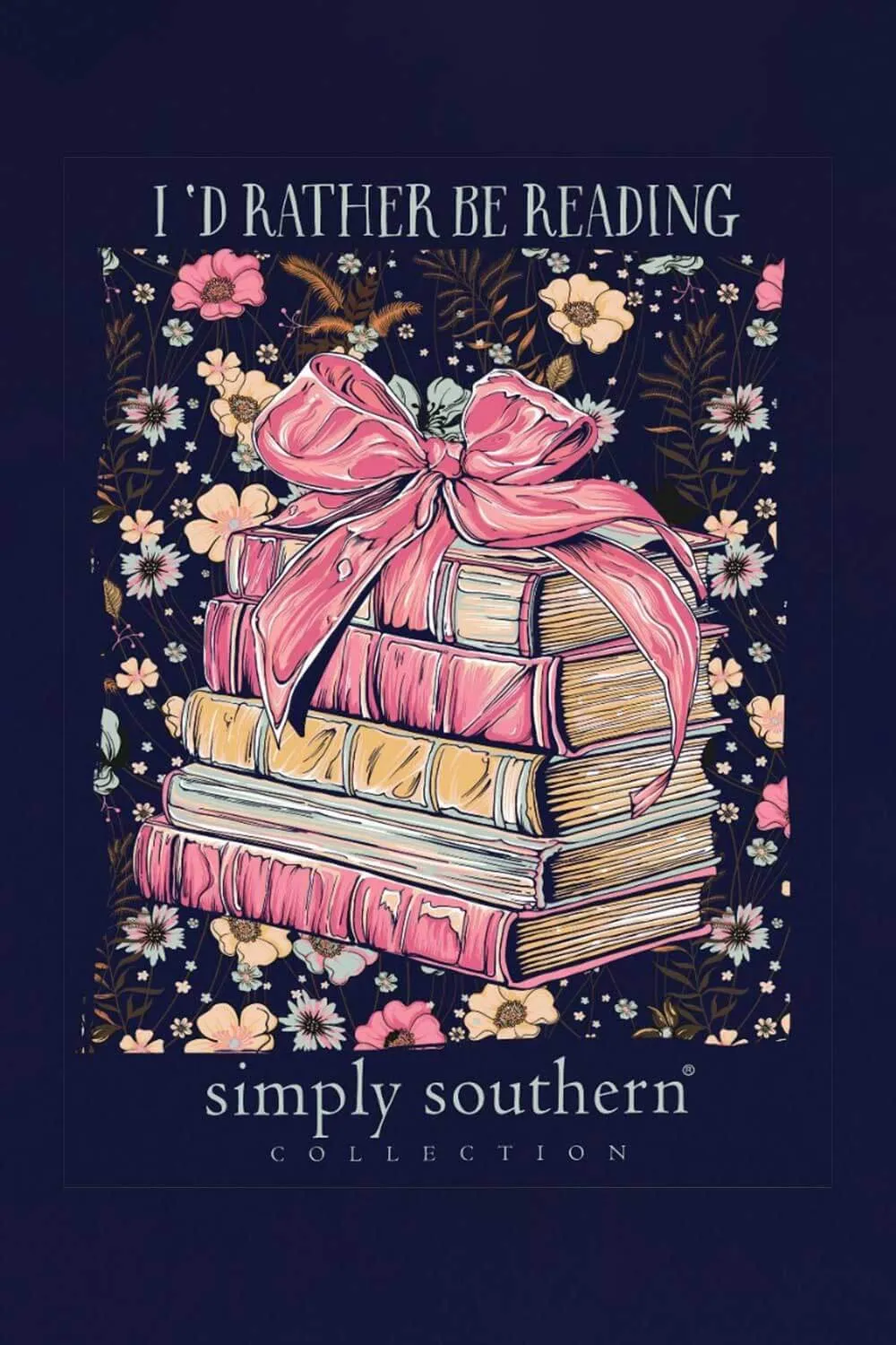Simply Southern Plus Size I’d Rather Be Reading T-shirt for Women in Navy | EXT-SS-READ-NAVY
