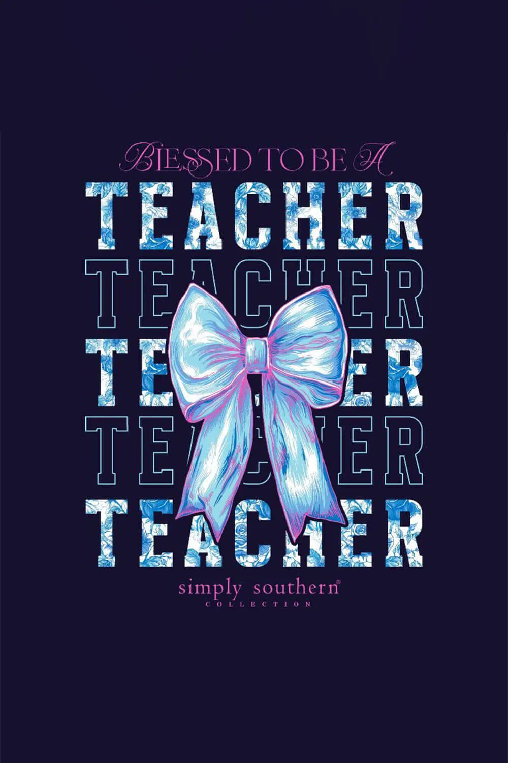 Simply Southern Plus Size Long Sleeve Blessed Teacher T-Shirt for Women in Eclipse | EXT-LS-TEACHER-ECLIPSE
