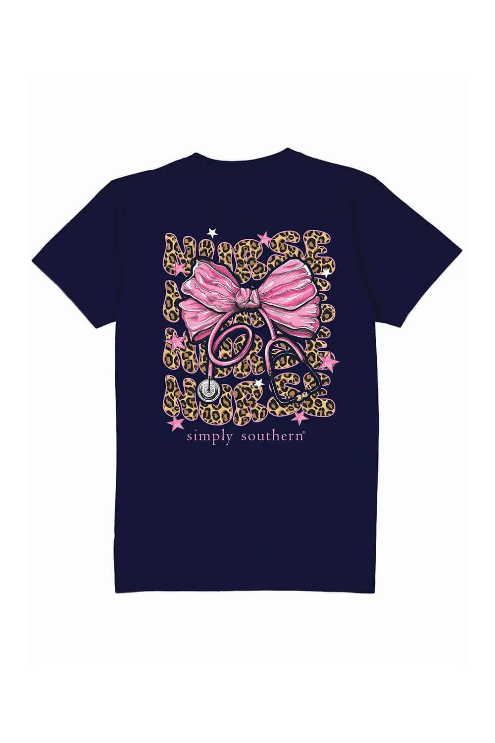 Simply Southern Plus Size Pink Bow Nurse T-Shirt for Women in Navy | EXT-SS-NURSE-NAVY