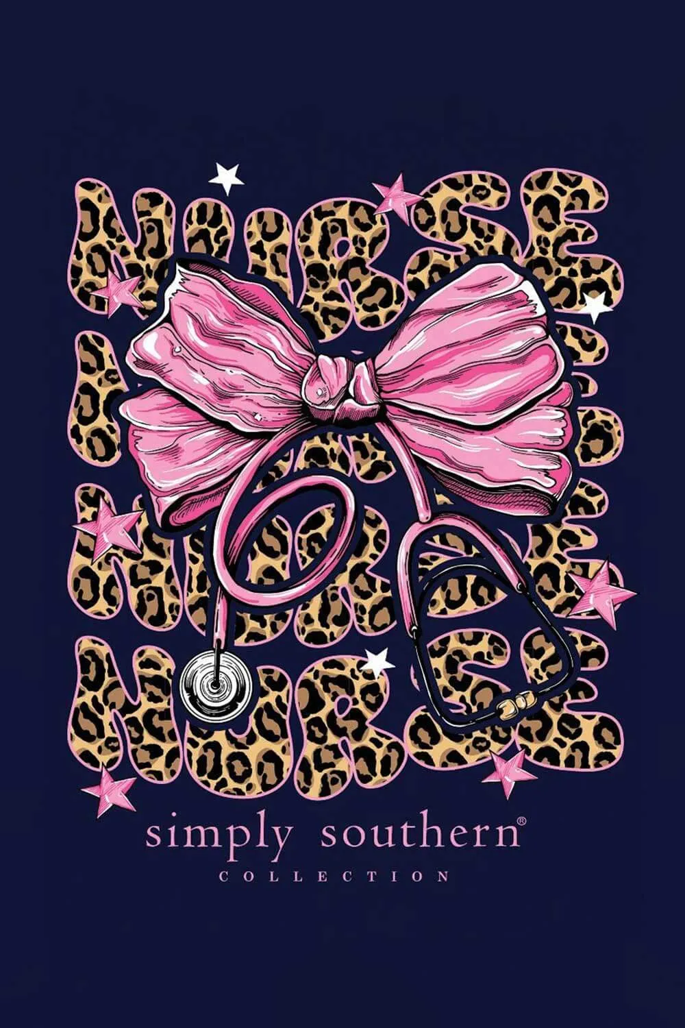 Simply Southern Plus Size Pink Bow Nurse T-Shirt for Women in Navy | EXT-SS-NURSE-NAVY