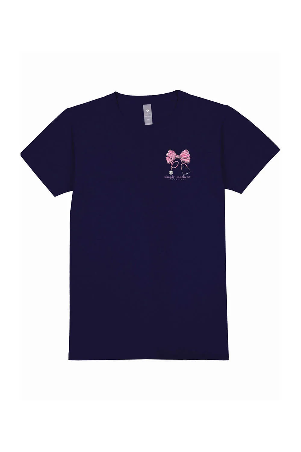 Simply Southern Plus Size Pink Bow Nurse T-Shirt for Women in Navy | EXT-SS-NURSE-NAVY