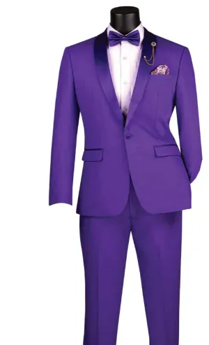 Slim Fit 2 Piece Stretch Fabric Suit Royal Purple TSS-2