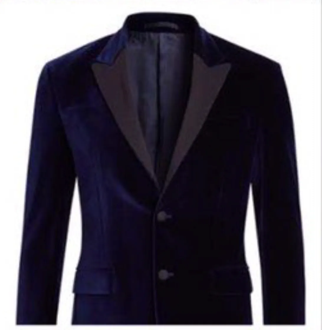 Space Blue Plain Velvet Jacket