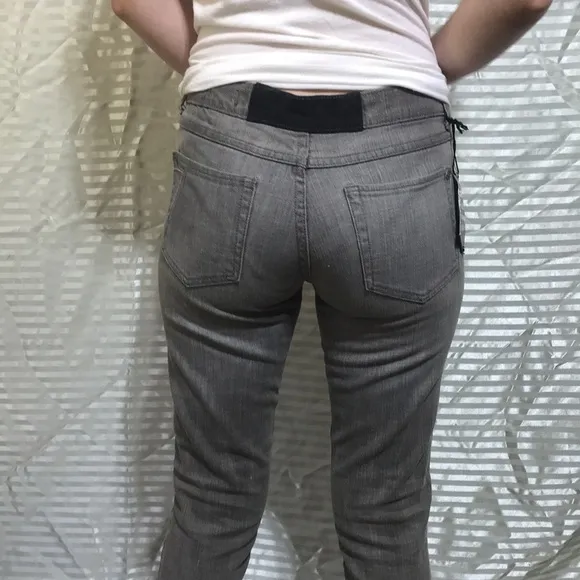 Split Clothing Gray Skinny Jeans Flooded Zipper