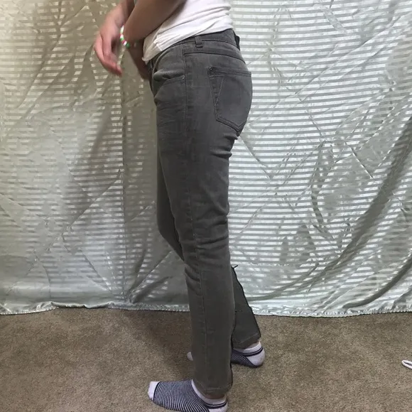 Split Clothing Gray Skinny Jeans Flooded Zipper