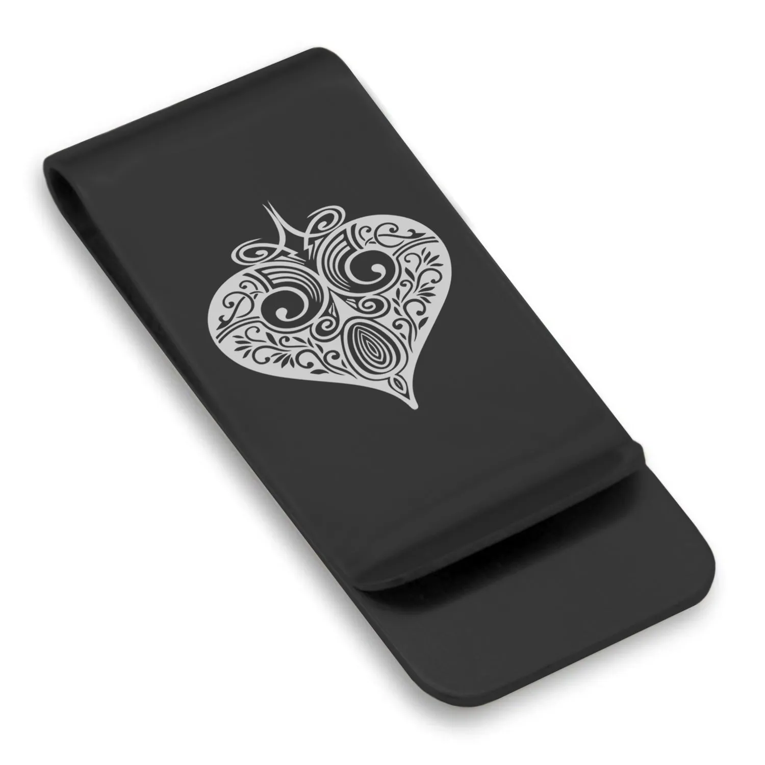 Stainless Steel Vintage Heart Suit Classic Slim Money Clip