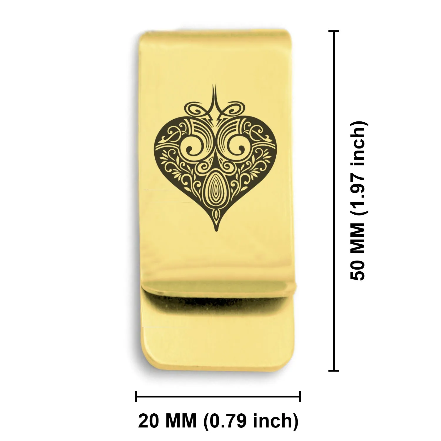 Stainless Steel Vintage Heart Suit Classic Slim Money Clip