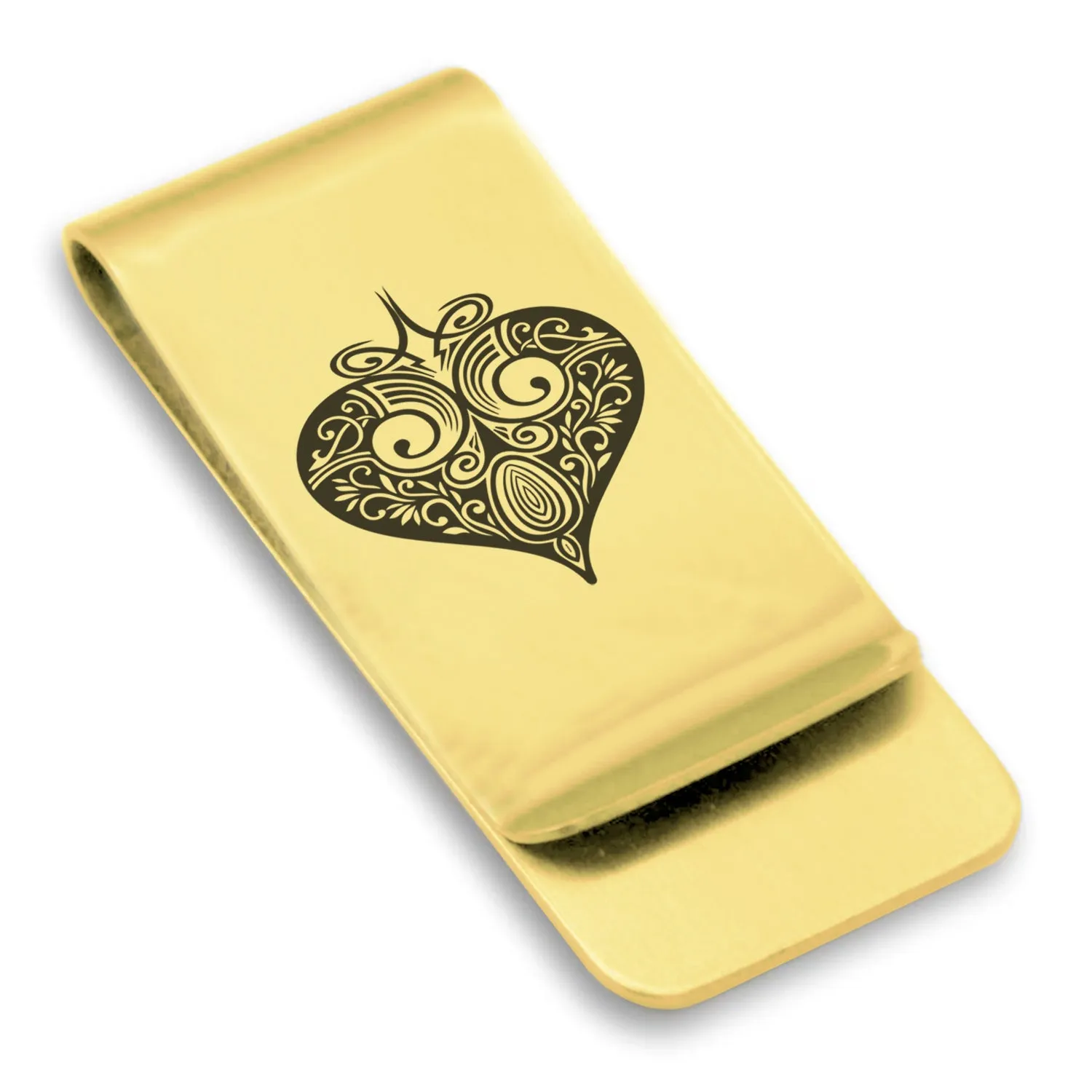 Stainless Steel Vintage Heart Suit Classic Slim Money Clip