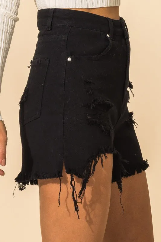 STEVIE DISTRESSED DENIM SHORTS