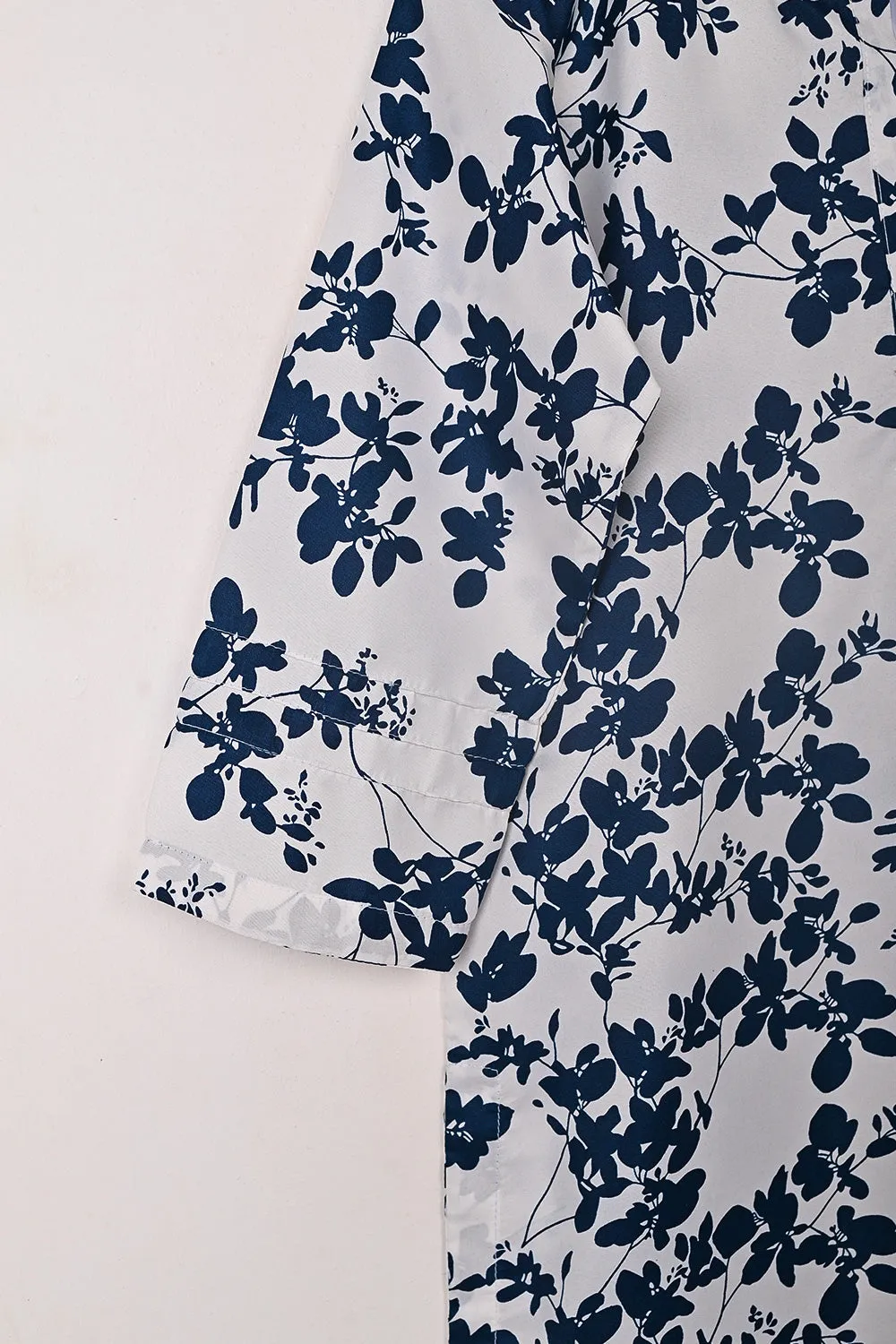 STP-252A-White  - Women 2Pc Ready to Wear Polo Cotton Digital Print Co-Ord Set