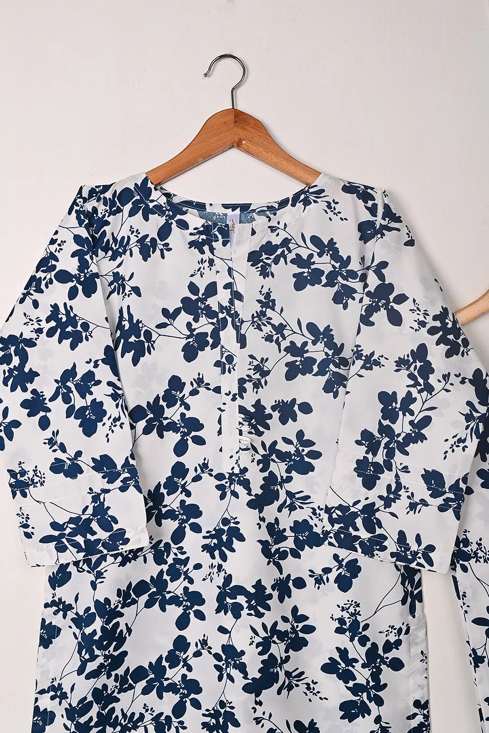 STP-252A-White  - Women 2Pc Ready to Wear Polo Cotton Digital Print Co-Ord Set