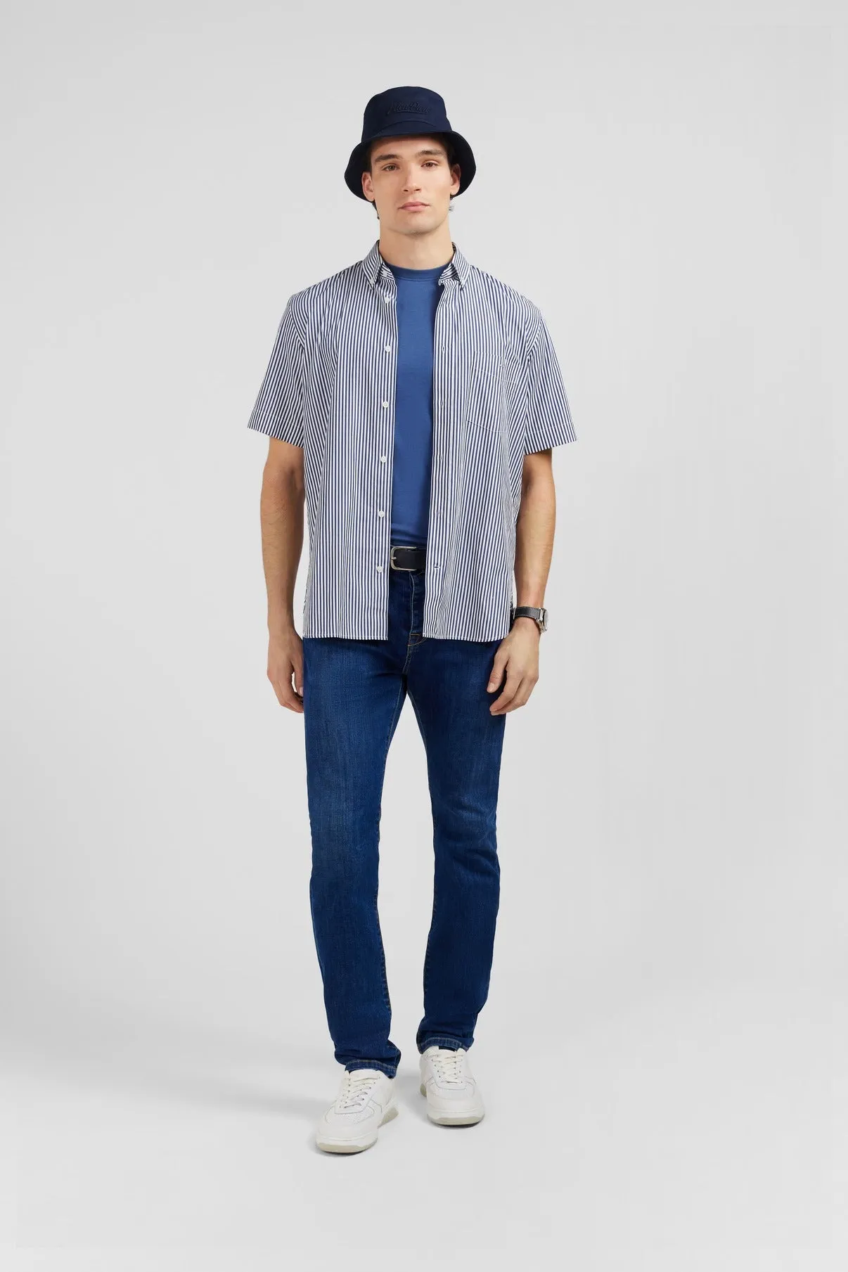Straight jeans in blue stretch cotton