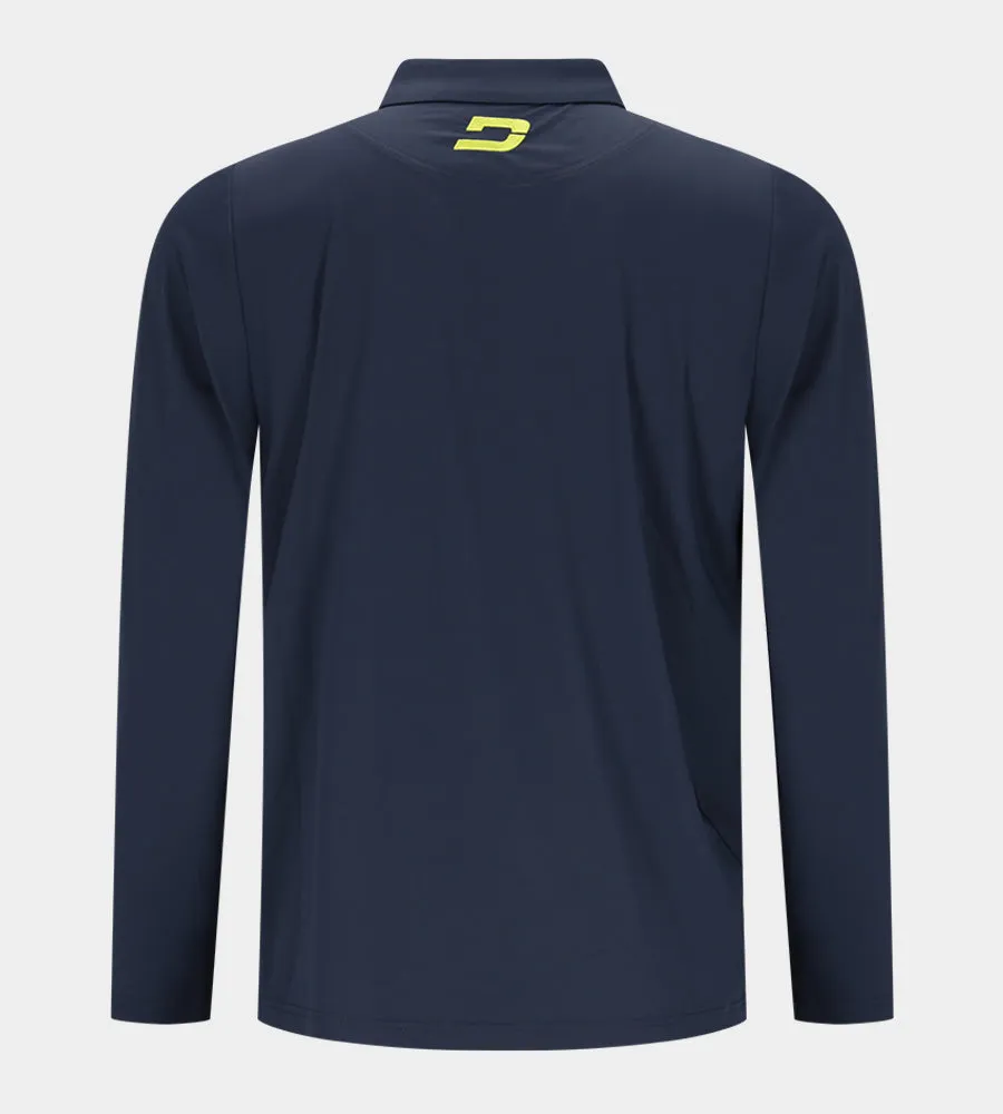STRIPE PERFORMANCE LONG SLEEVE POLO - NAVY