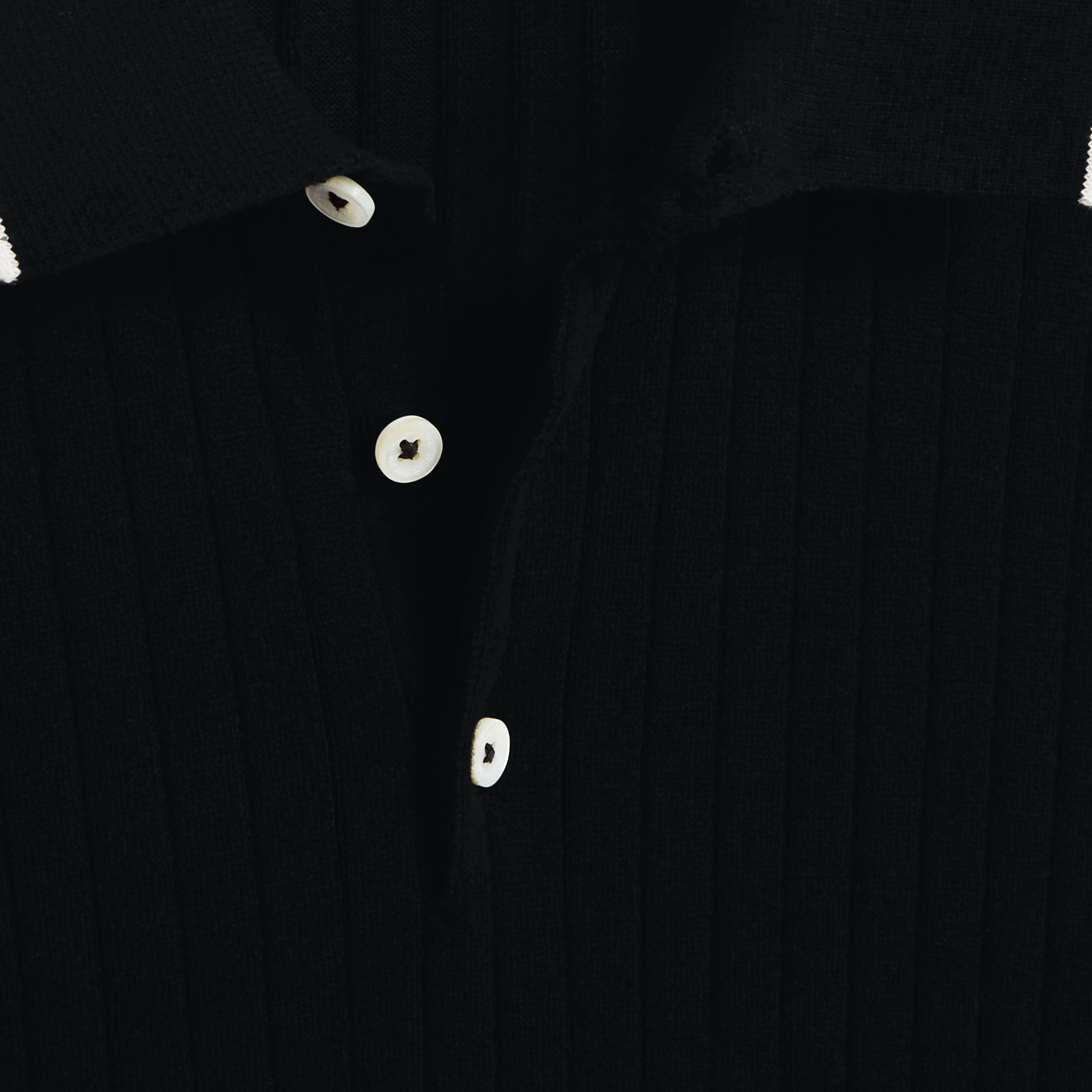 Stripe Stitch Three Button Polo Sweater
