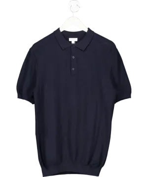 Sunspel Blue Knit Polo Shirt UK M