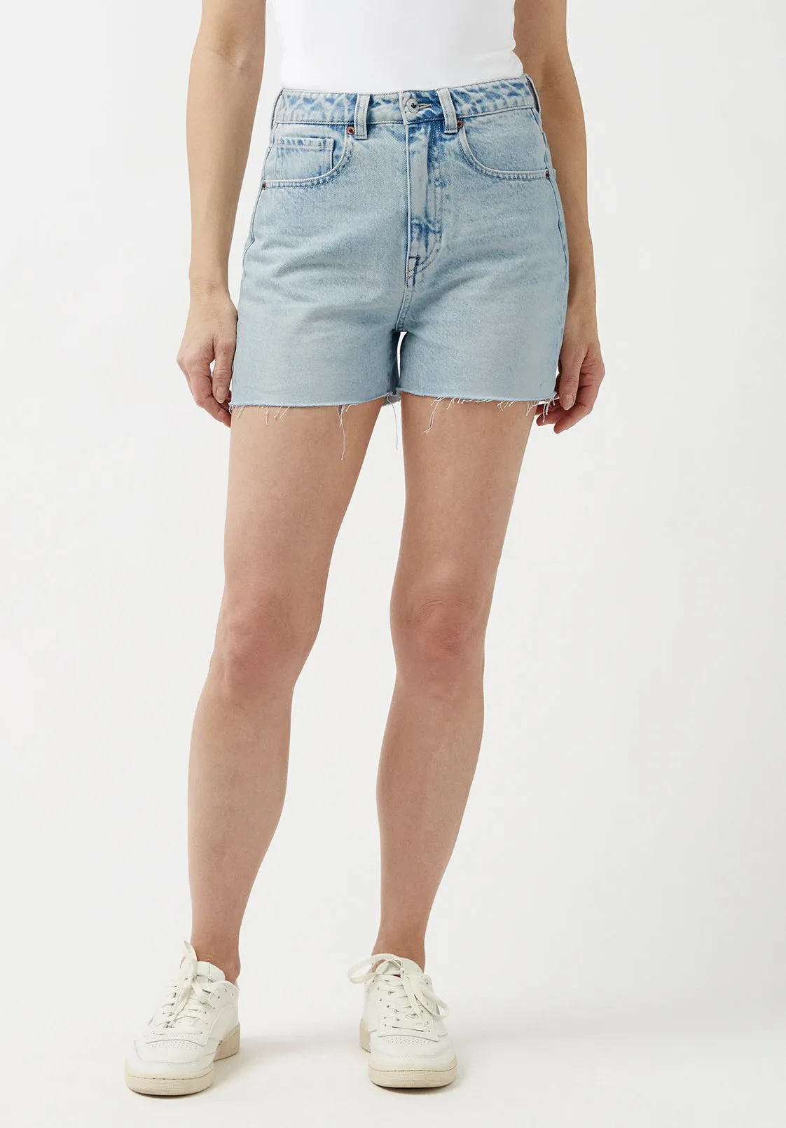 Super High Rise Joanna Bleached Down Shorts - BL15909