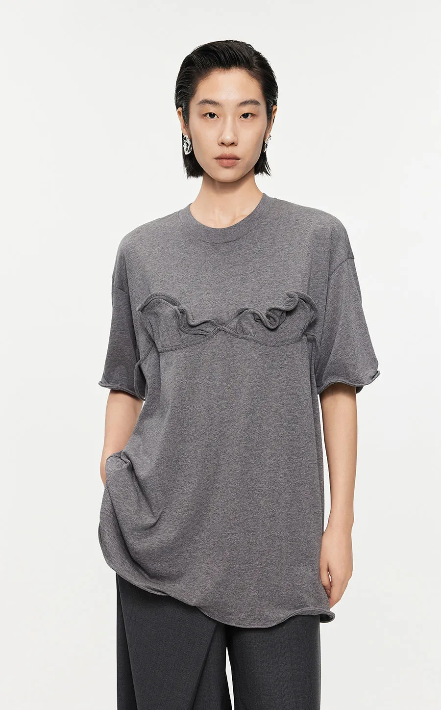 T-shirt /JNBY Drawstring Aluminum Wire Cotton T-shirt