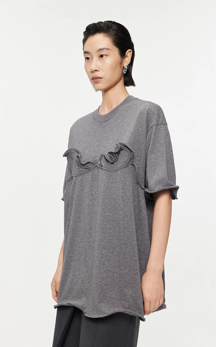 T-shirt /JNBY Drawstring Aluminum Wire Cotton T-shirt